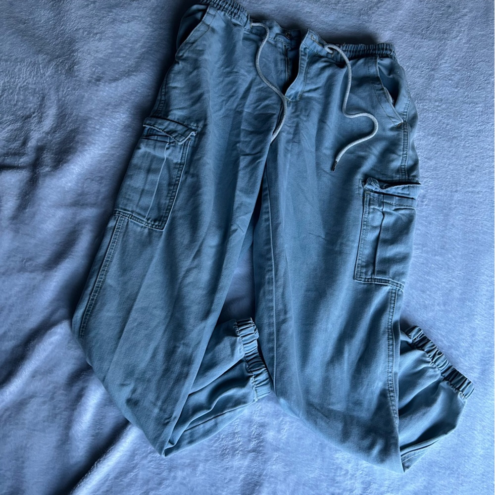 drawstring denim joggers